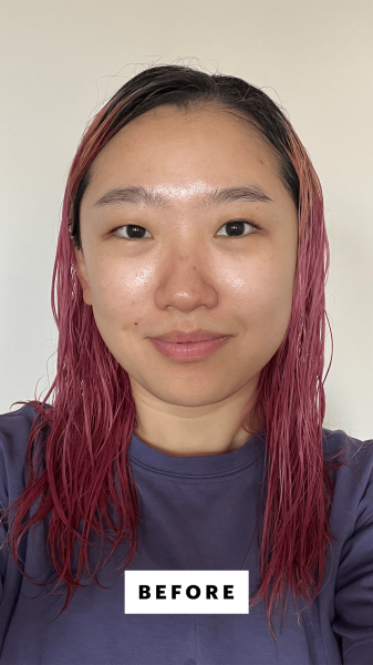 Allure commerce editor Sarah Han before using the Living Proof Full Shampoo