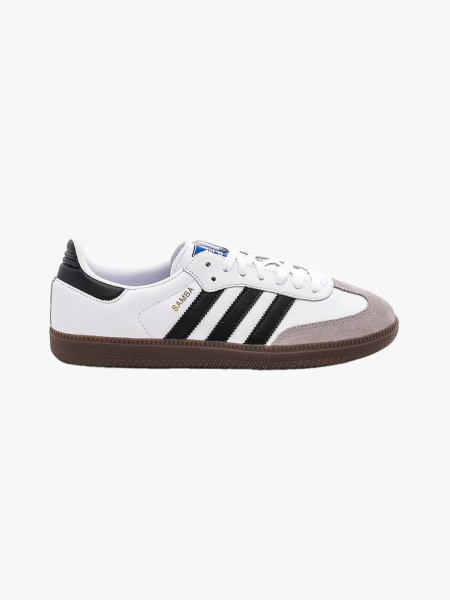 Adidas Samba in branded component on a light gray background